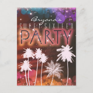 Carte Postale Invitation de fête des lumières d'été qui scintill