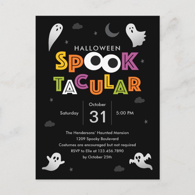 Carte postale Invitation de fête d'Halloween Spook (Devant)