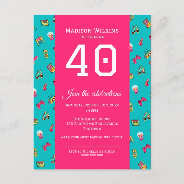 Carte postale Invitation de fête du 40e anniversai (Devant)