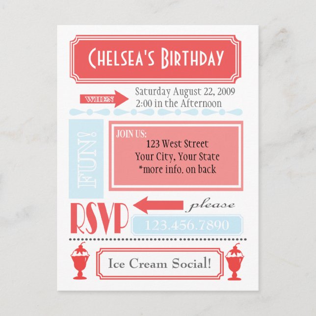 Carte Postale Invitation de glace (Devant)