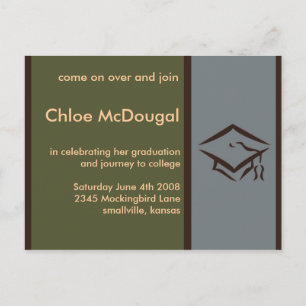Carte Postale Invitation de graduation personnalisable Olive