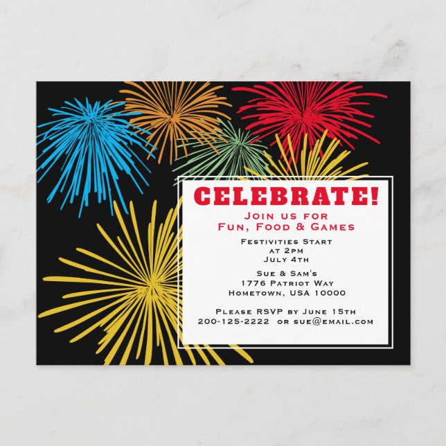 Carte postale Invitation de la fête 4 juillet (Devant)