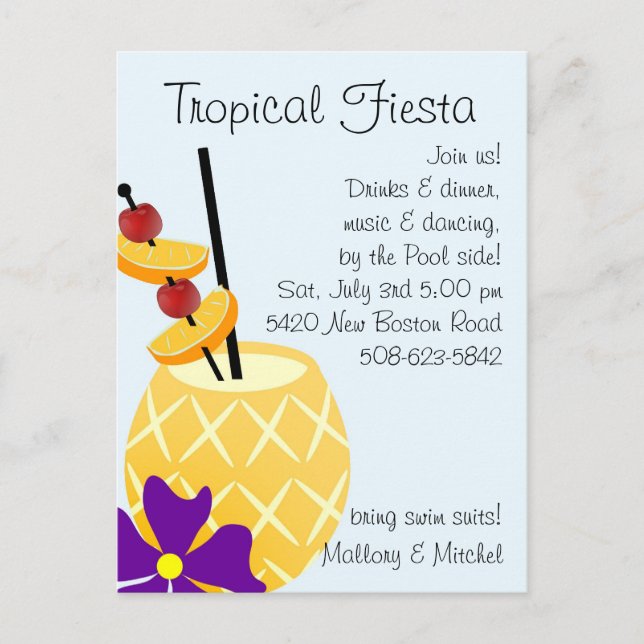 Carte Postale Invitation de la fête de la Fiesta tropicale (Devant)