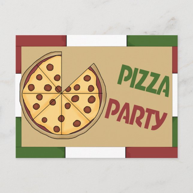 Carte Postale Invitation de la fête de Pizza (Devant)