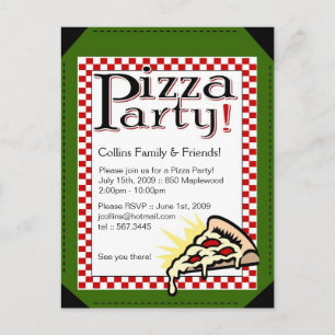 Carte Postale Invitation de la fête de Pizza