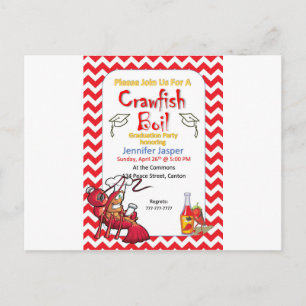 Carte Postale Invitation de la fête d'ébullition de l'écrevisse