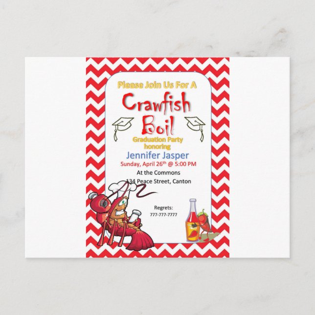 Carte Postale Invitation de la fête d'ébullition de l'écrevisse (Devant)