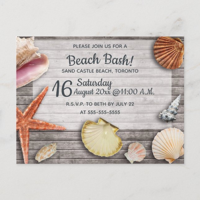 Carte Postale Invitation de la fête des coquilles de plage Edita (Devant)