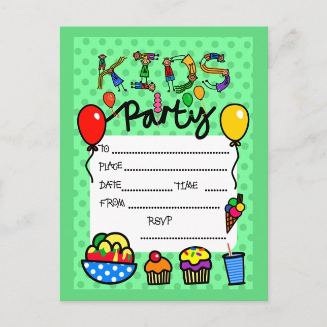 Carte Postale Invitation de la fête des enfants (Devant)
