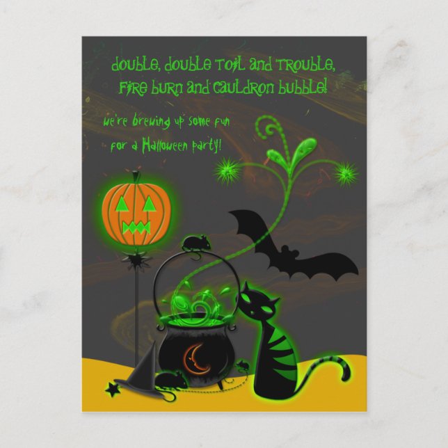 Carte Postale Invitation de la fête d'Halloween Cauldron (Devant)