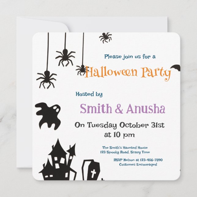 Carte postale Invitation de la fête d'Halloween po (Devant)