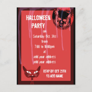 Carte Postale Invitation de la partie halloween du crâne