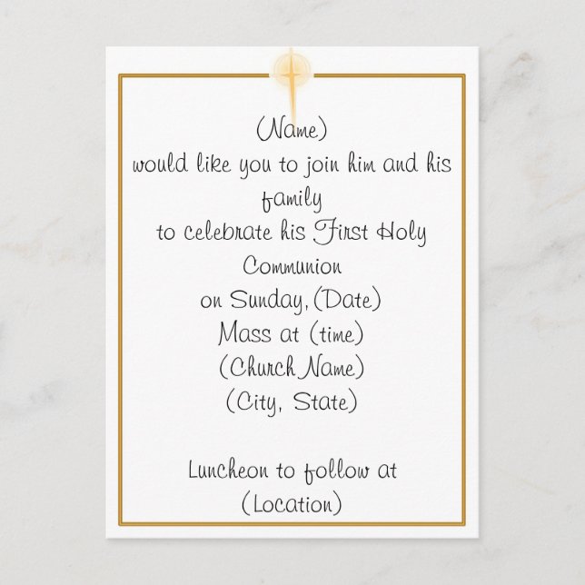 Carte Postale Invitation de la première sainte communion (Devant)