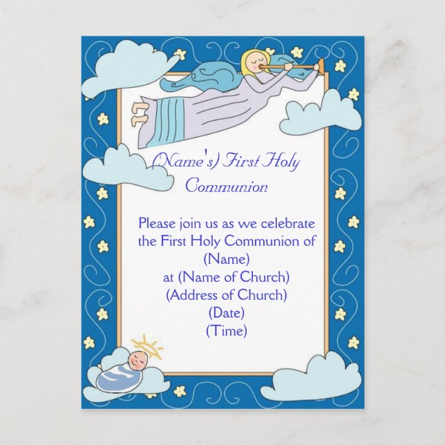 Carte Postale Invitation de la première sainte communion (Devant)