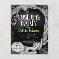 Invitation de la soirée costumée d'Halloween noir