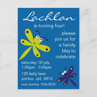 Carte Postale Invitation de libellules [bleu]