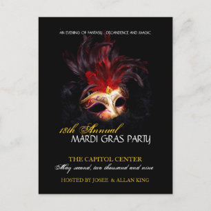Carte Postale Invitation de Mardi Gras