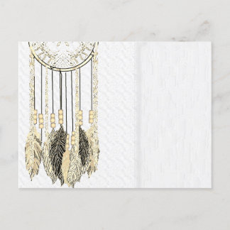 Carte Postale Invitation de mariage à texture attrape-rêves vint