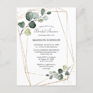 Carte Postale Invitation de mariage au thème eucalyptus avec cad