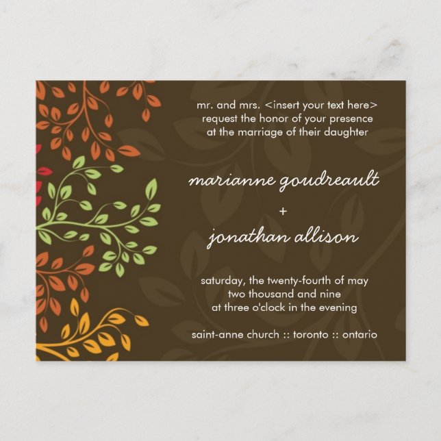 Carte Postale Invitation de Mariage de automne fantastique (Devant)
