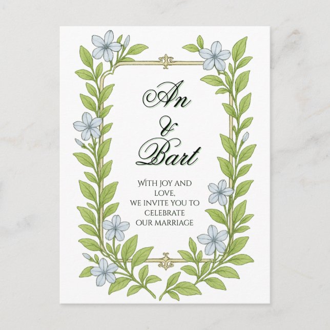 Carte Postale Invitation de mariage florale pour seniors (Devant)