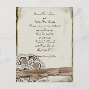 Carte Postale Invitation de mariage vintage