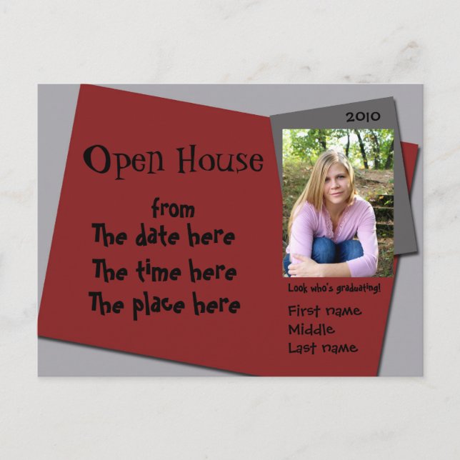 Carte Postale invitation de maroon (rouge) et grise (Devant)