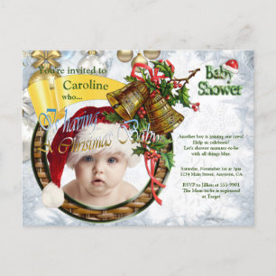 Carte Postale Invitation de Noël Baby Boy Shower