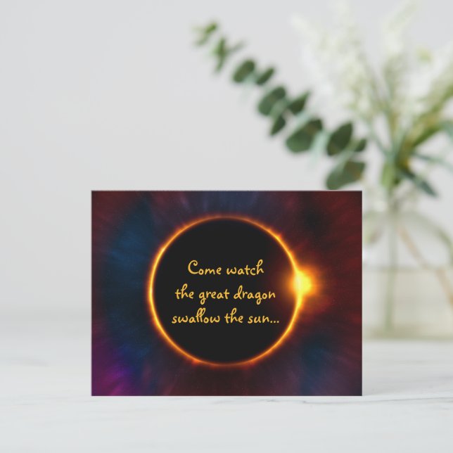 Carte Postale Invitation de partie Eclipse solaire de texte pers (Debout devant)