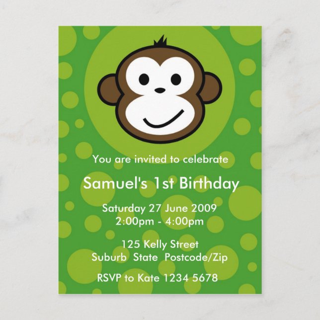 Carte Postale Invitation de Singe Cheeky [chaux] (Devant)