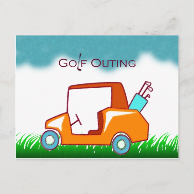 Carte Postale invitation de sortie de voiturette de golf (Devant)