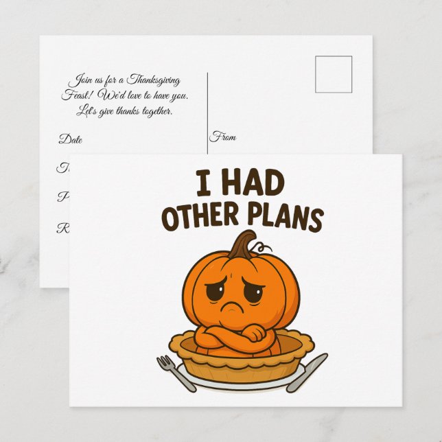 Carte Postale Invitation de Thanksgiving (Devant / Derrière)