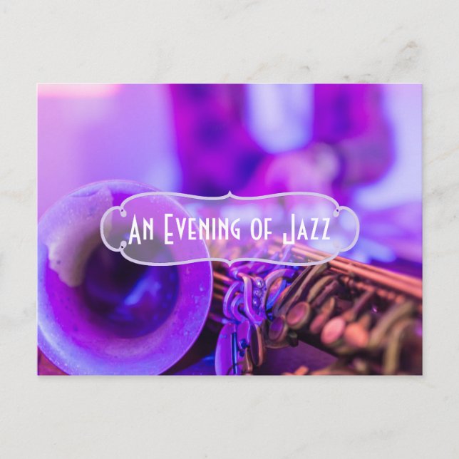 Carte Postale Invitation de thème de jazz blues rétro pour une f (Devant)
