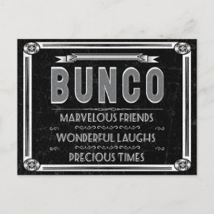 Carte Postale Invitation de typographie Vintage Bunco
