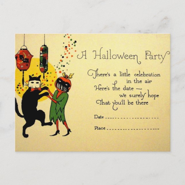 Carte Postale Invitation d'Halloween vintage (Devant)