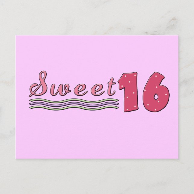 Carte Postale Invitation du 16e anniversaire (Devant)