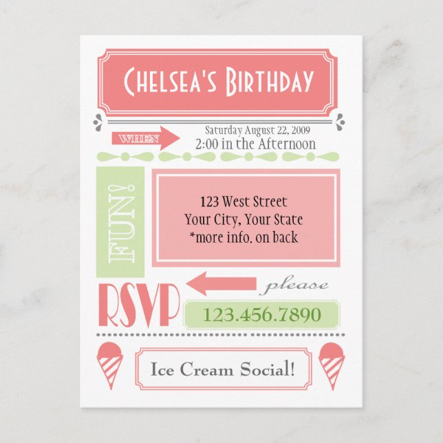 Carte Postale Invitation du cône de neige (Devant)