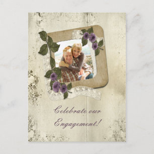 Carte Postale Invitation du Fiançailles de rebut Damask
