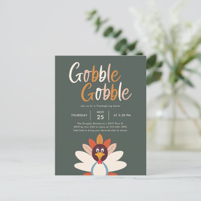 Carte postale Invitation du Gobble Gobble Thanksgi (Debout devant)