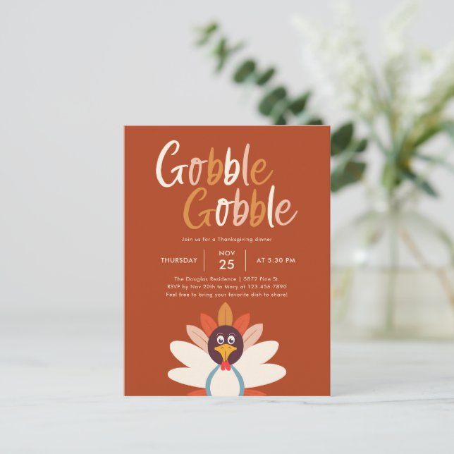Carte postale Invitation du Gobble Gobble Thanksgi (Debout devant)