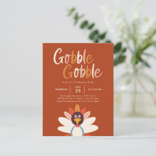 Carte postale Invitation du Gobble Gobble Thanksgi