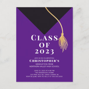 Carte Postale Invitation du Grad Casquette Graduation Party