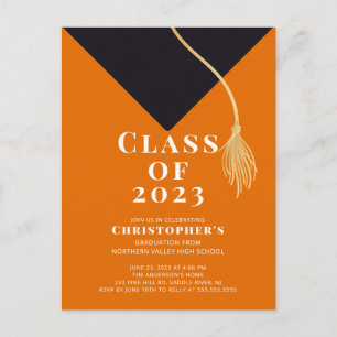 Carte Postale Invitation du Grad Casquette Graduation Party