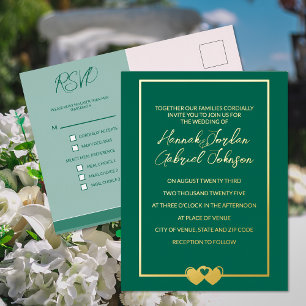 Carte postale Invitation du Mariage Emerald Foil R