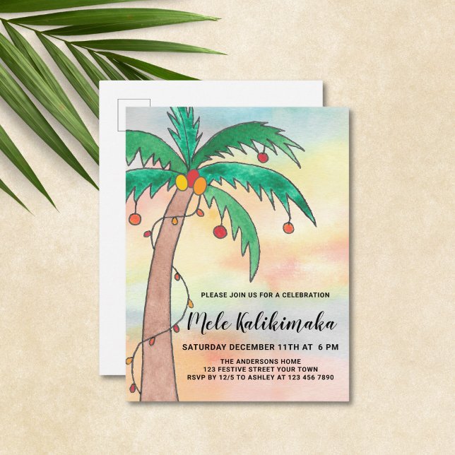 Carte postale Invitation du parti Mele Kalikimaka (Créateur téléchargé)
