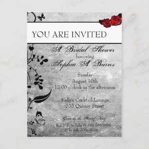 Carte Postale Invitation du Rose de tatouage et des lueurs nupti