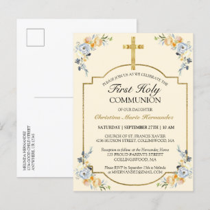 Carte Postale Invitation élégante pour la Première Communion ave