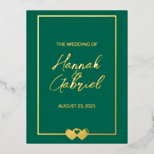 Carte postale Invitation Emerald Mariage Foil