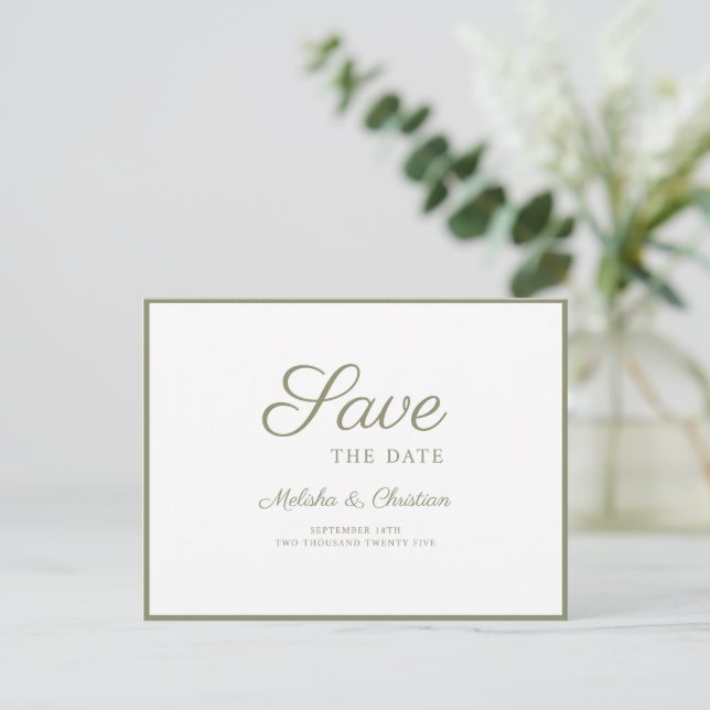 Carte Postale Invitation Enregistrer La Date. (Debout devant)