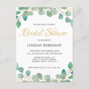 Carte postale Invitation Eucalyptus Green Bridal